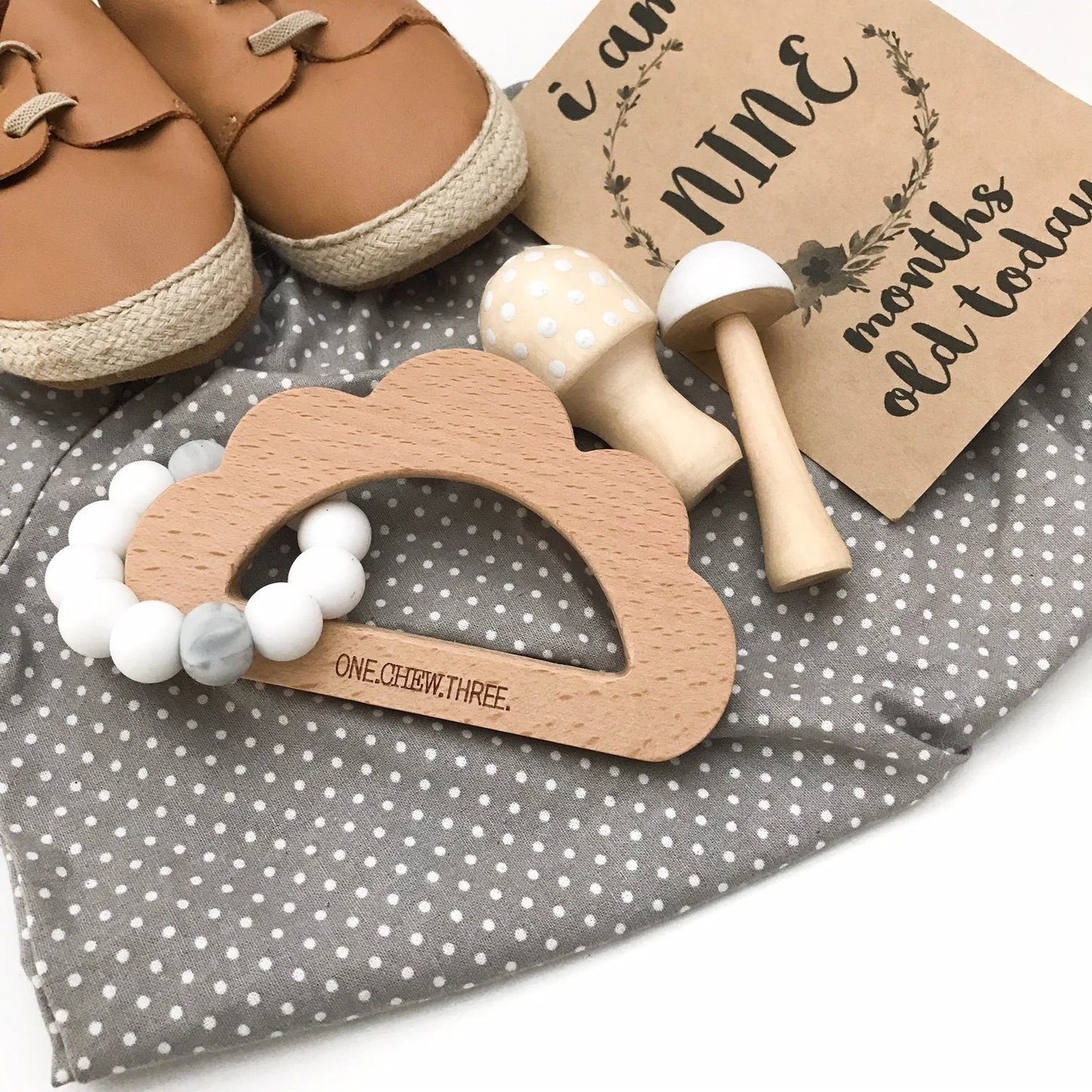 Cloud Silicone and Beech Wood Teether