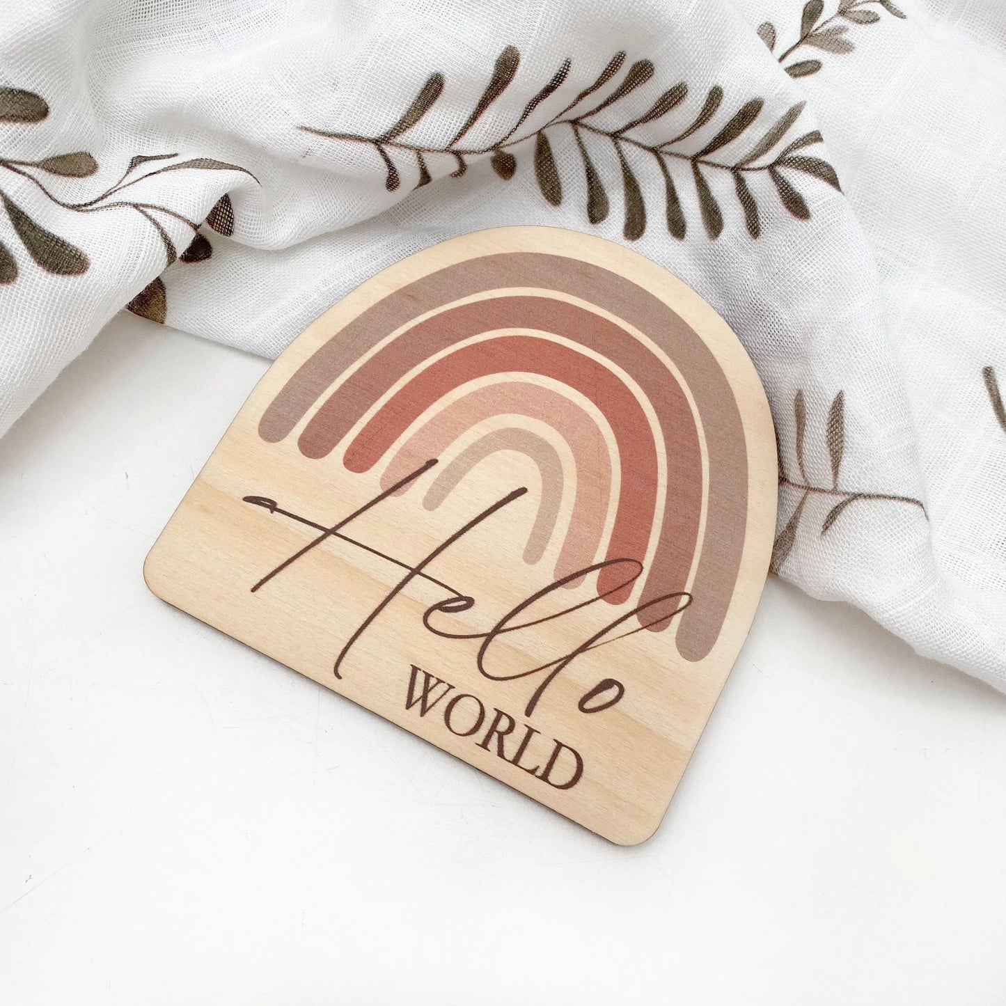 Hello World Baby Milestone Plaque - Dusky Rose Series