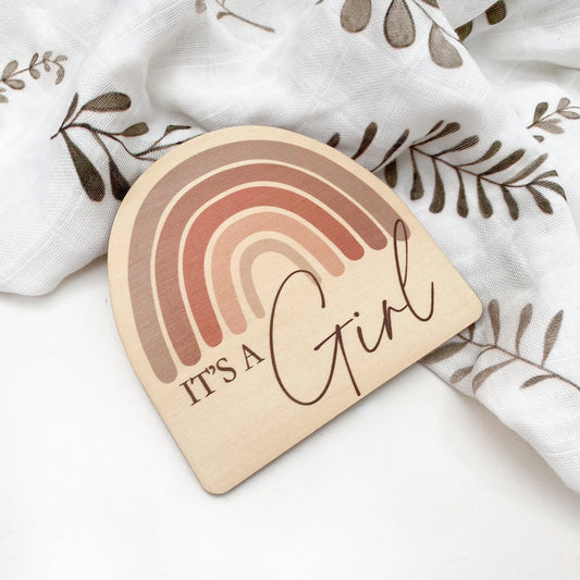 'It's a Girl' Baby Milestone Plaque - Dusky Rose Series