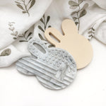 Bunny Silicone Teething Disc - White Marble