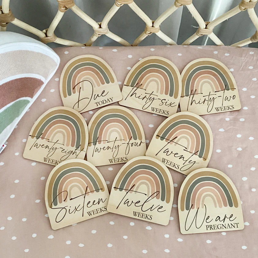 Pregnancy Milestone Plaques - Rainbow Design