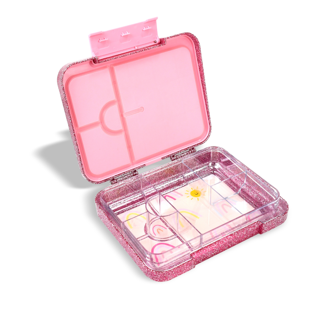 Large Bento Lunchbox - Pink Sparkle Rainbow