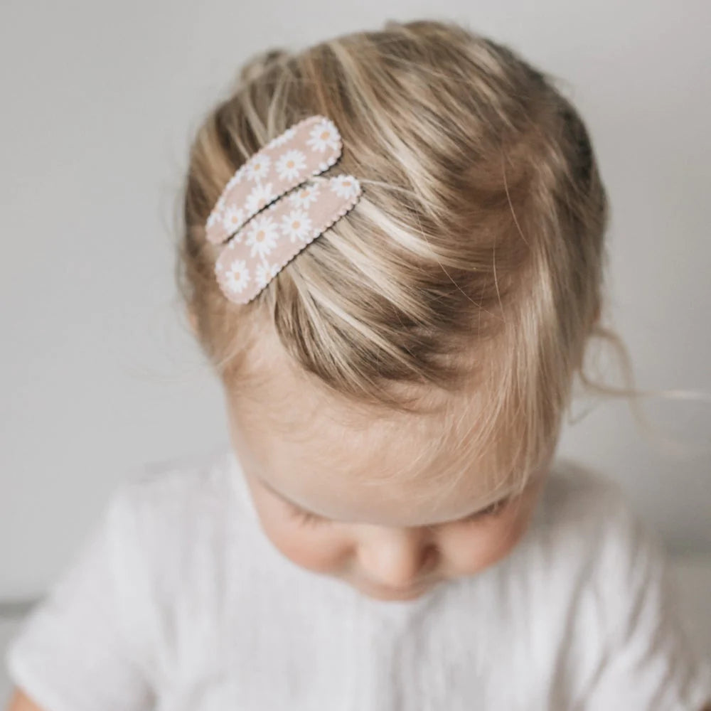 Marguerite Taupe Fabric Hair Clips