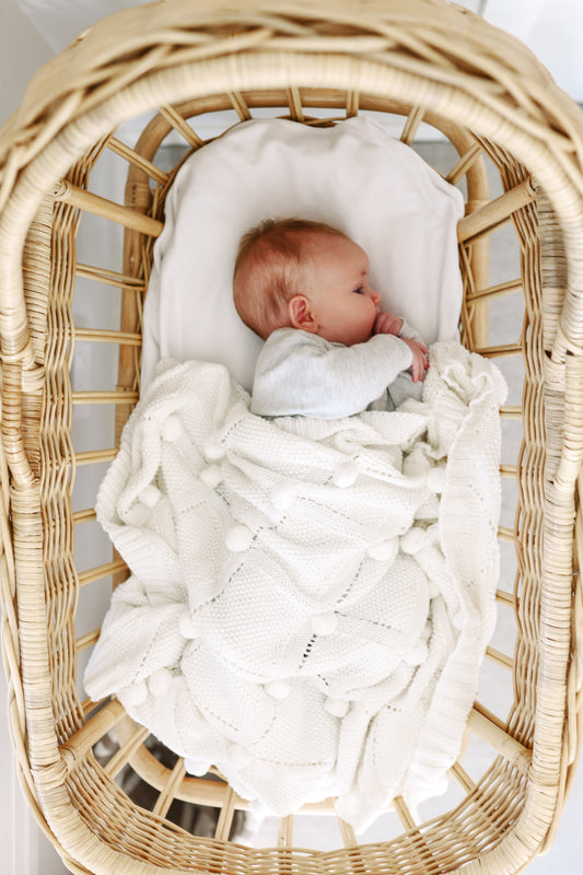 Pom Pom Baby Blanket All Ivory