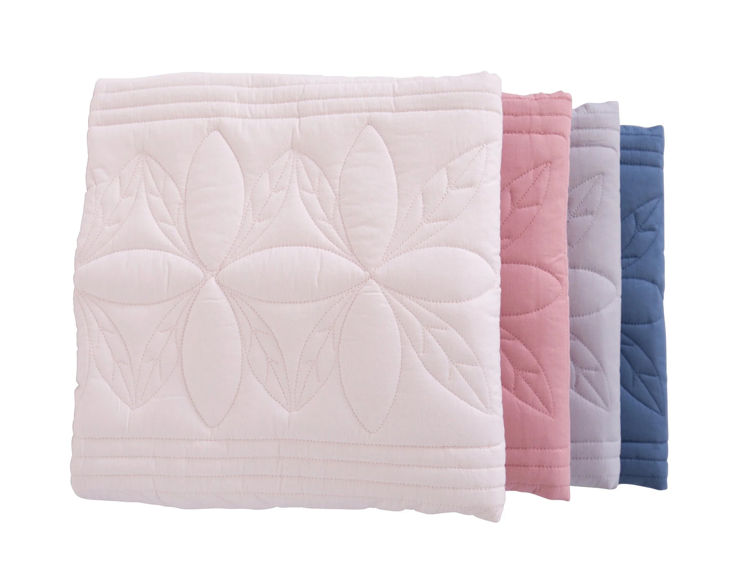 Scallop Edge King Single Bedspread Quilt - Powder